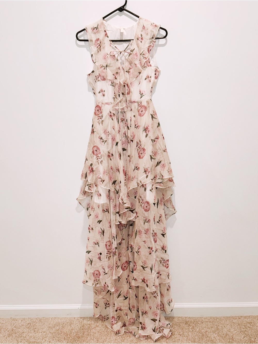 Y.A.S high-low asymmetrical pink floral maxi dress - Picture 11 of 15